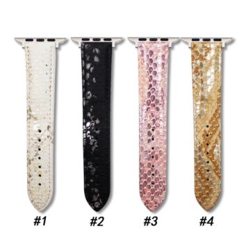 Customized Design Snakeskin Grain Leopard Print Leather Watch Band Replacement for Apple