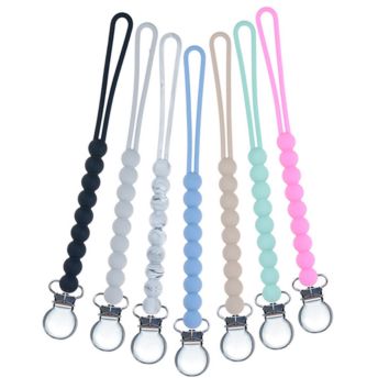 Customized Food Grade Soft and Sturdy Easy to Use round Bead Baby Pacifier Clip Dummy Chain