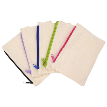 Customized Logo Cotton Canvas Colorful Pouch Bag Pencil Case Bag with Zipper