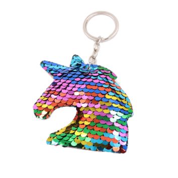 Cute Bling Sequins Unicorn Keychain Handbag Charm Decor Keyring Keyfob