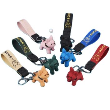 Cute Dog Pendants Car Key Chain Colorful Resin French Bulldog Key Rings Bag Key Chain Jewelry