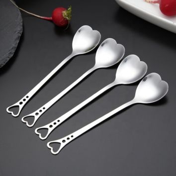 Cute Heart Design Dessert Ice Cream Spoon Stainless Steel All-Purpose Spoons