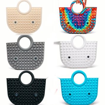 Cute Mini Simple Push Bubble Handbags Adjustable Squeeze Sensory Shoulder Bag Cartoon Silicone Fidget Messenger Bags