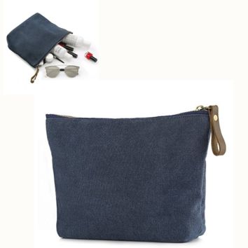 Cute Soft Cosmetic Bag Canvas Makeup Bag Pouch Purse Handbag Organizer with Zipper