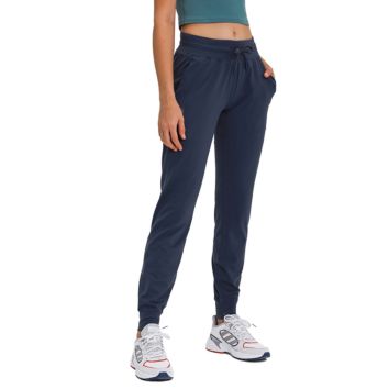 D19069 Women's Drawstring Joggers Active Sweatpants Nylon Spandex Soft Tapered Workout Yoga Lounge Track Pants with Pockets