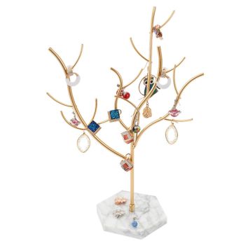 Decorative Marble Base Jewelry Display Tree Stand for Earring Necklace Holder