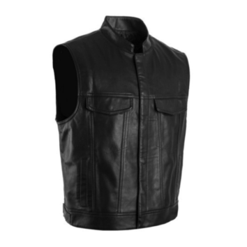 Design Mens Black Leather Vest Motorcycle Biker Vest