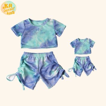 Design Mom and Me Kid Tie-Dye Clothing Baby Top and Shorts Sets