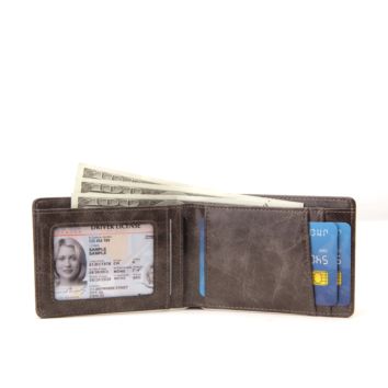 Design Pu Leather Men Slim Bi-Fold Wallet