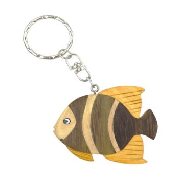 Design Wood Fish Carving Key Holder Customized Hand Printing Animal Shape Key Chain
