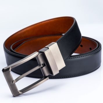 Designer Reversible Belt Rotated Buckle Men Genuine Leather Belt