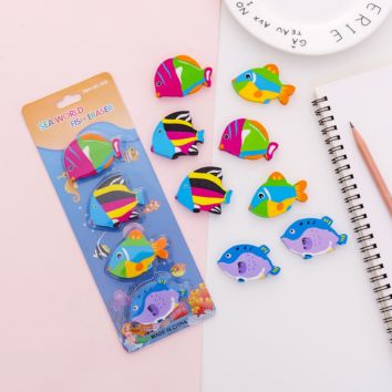 Direct Selling Promotional Eraser Rubber 3D Fish Shape Kids Novelty Gifts Cute Eraser Set Cartoon Erasers