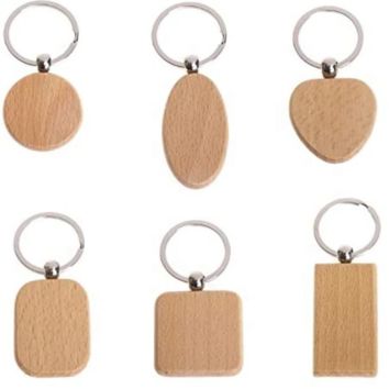 Diy Gifts Handmade Keychain Wooden Key Tag with Split Ring Key Chain