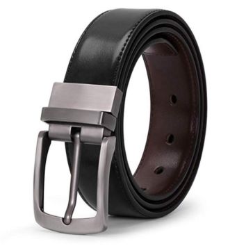 Double Sides Rotatable Pin Buckle Leather Belt Men for Jeans Pants