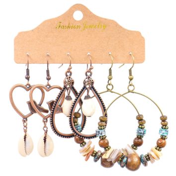 Dream Catcher Love Heart Shaped Aesthetics Accessory Sea Shell Pendant Beads Hook Earrings Frange Fine Jewelry Boucle D'oreille