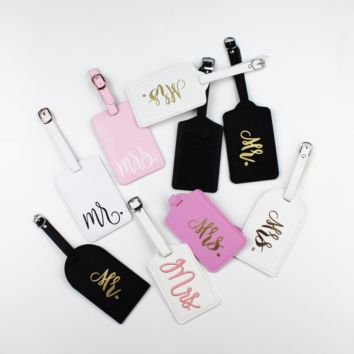 Easetrip High End Luggage Tag Embroidery Leather Mr and Mrs Luggage Tag and Passport