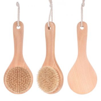 Eco Friendly Natural Boar Bristle Short Handle Spa Bath Brush Organic Bamboo Wood Shower Brush Massage Bath Brush Health Care