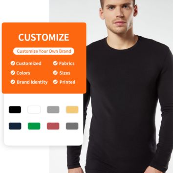 Enerup Merino Wool Modal Keep Warm Quick Dry plus Size Black White Men Long Sleeve Base Layer Underwear Mens T-Shirt