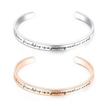 Engraved Inspire Letter Motivational Mantra Bracelet Stainless Steel Inspirational Cuff Bangles for Women Jewelry