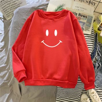 European and American Women's Autumn and Cartoon Print Student Loose Class Clothes plus Fleece Hooded Sweater