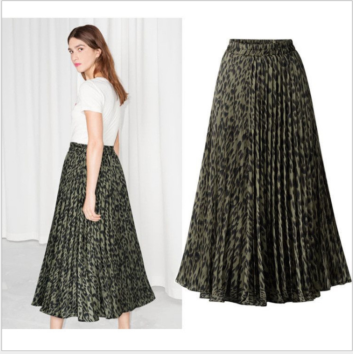 European Style High Waist Loose Streetwear Vintage Leopard Printing Womens Chiffon Leisure Skirt