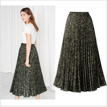 European Style High Waist Loose Streetwear Vintage Leopard Printing Womens Chiffon Leisure Skirt