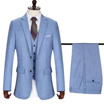 Eu/Us Size Notched Lapel Slim-Fit Single Breasted 2 Buttons Regular Men's Suits 3 Pieces Set