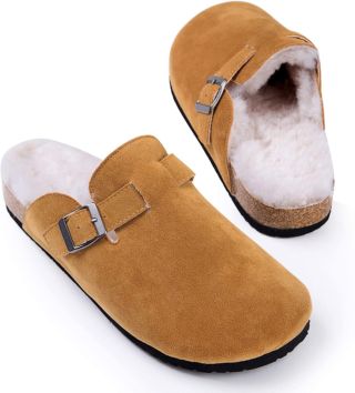 Export Prime Suede Upper and Furry Lining Cork Clog Shoes for Men and Women Indoor Outdoor Daily Life Slippers