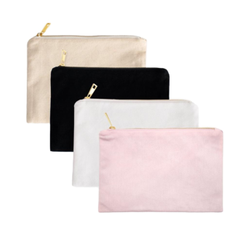 Fabric Cotton Plain Canvas Cosmetic Zipper Pouch with Logo Printed