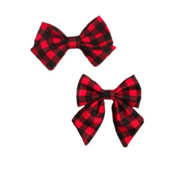 Fall and Red and Black Buffalo Plaid Baby Sailor Hair Bow for Christmas Holiday