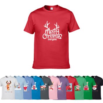 Family Christmas Clothes Sublimation Christmas Tree Print Cotton T Shirts Merry Christmas T-Shirts