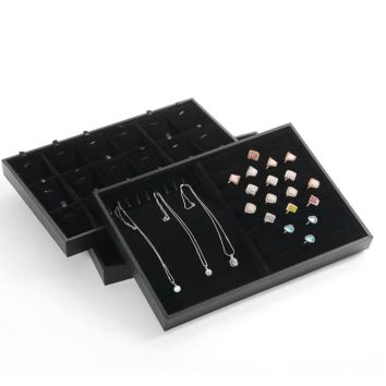 Fashionable Black Pu Frame Jewellery Tray Display for Jewelry Shop Home Use Accessories Storage like Earrings Rings Watches Etc.