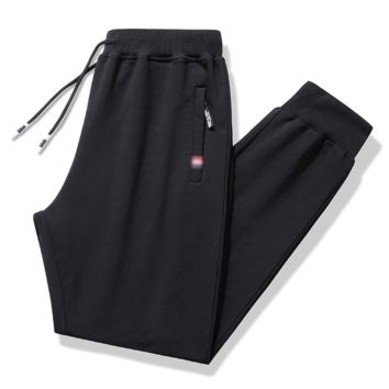 Fashionable Warm Cozy Black Sports Pants Solid Sweatpants