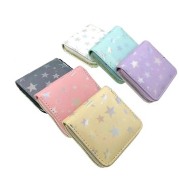 Five-Pointed Star Design Dazzling Color Environmental Protection Star Laser Pu Short Wallet Single Zipper Bag Student Girls