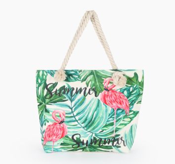 Flamingo Printed Casual Bag Women Canvas Beach Bags Stylish Female Single Shoulder Handbags Ladies Tote
