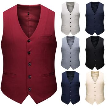 Formal Mens Vest Elegant Solid Color plus Size Suit Vest