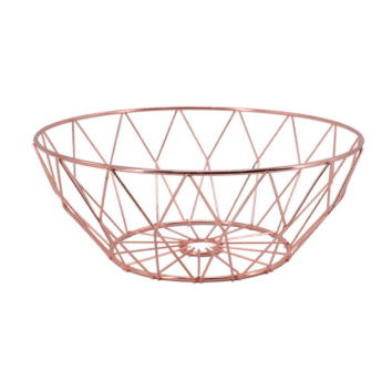 Fruit Basket Creative Geometry Countertop Iron Gold Plated Rose Vegetable Mesh Metal Bowl Kitchen Storage Wire Fruit Basket