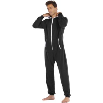 Full Length Pajamas Solid Color Unisex Onesie Zipper Up