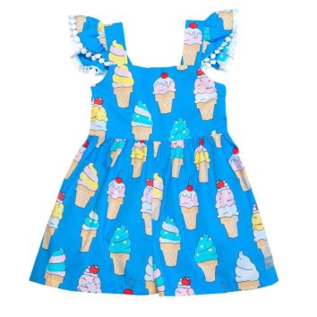 Girl Kids Clothing Cotton Skirt Ice-Cream Printing Sleeveless Dress Baby Party