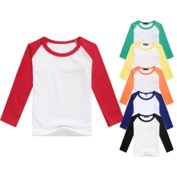 Girls Raglan Long Sleeve Baseball Tee Shirts Kids Blank Raglan Cotton Tees