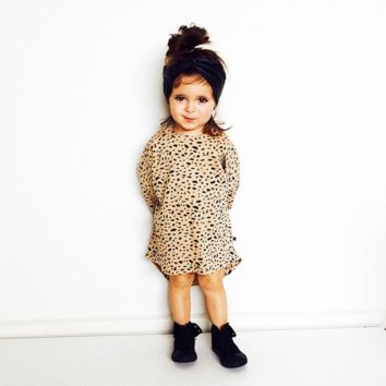 Gl018 1-5T Kids Girls Boutique Leopard Print Clothing Dress