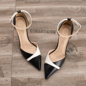 Goxeou Women High Heels Pumps D'orsay Stiletto Ankle Strap Pointed Toe Red White Black Beige Party Wedding Event Small Size 10Cm