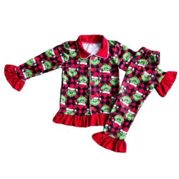 Grinchs Design Children Lounge Toddler Christmas Pajamas Outfit Sets Baby Boys Girls Kids Clothes Set