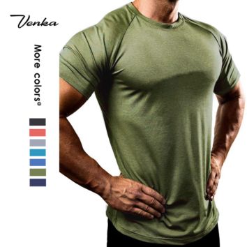 Gym Clothing T-Shirt Mens Tops Bodybuilding Fitness Muscle Showing Compressed Tight Fit Design Gym Wear Men's Shirts