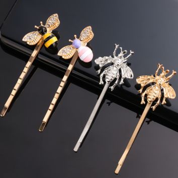 Gold Hair Clips,Bling Crystal Bee Animal Charm Hair Pins Bobby Pins