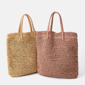 Hand-Woven Large Ladies Shoulder Bag Handbag Straw Beach Bag Travel Market Tote with Zipper for Women