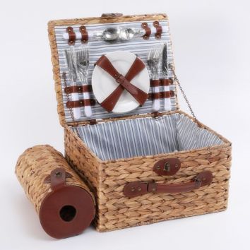 Handmade Craft Water Hyacinth Picnic Basket with Handle