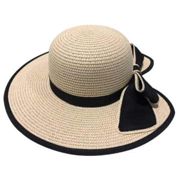 Hat Wide Birm Bowknot Ribbon Beach Travel Straw Hat for Women