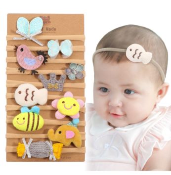 Hcartware 10Pcs Hairband Set Cute Baby Girls Nylon Headbands Soft Comfortable Infant Headband