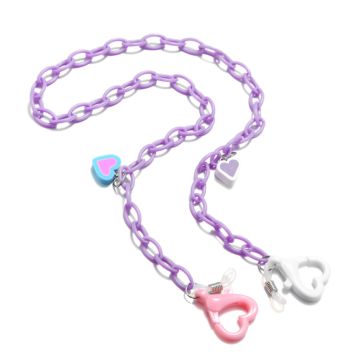 Heart Polymer Clay Pendant Sunglasses Chain Jewelry Kids Candy Color Acrylic Facemask Strap Cord Sunglasses Chain Strap